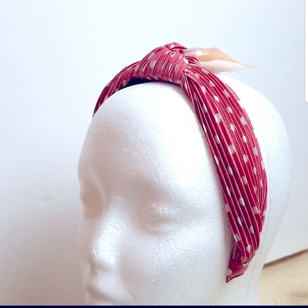 Women Headband Blush Color with White Dots